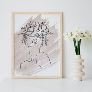Woman Line Drawing | Floral | Digital Prints | Minimalist Line Art | Home Prints | Wall Prints | Abstract Line | Home Decor