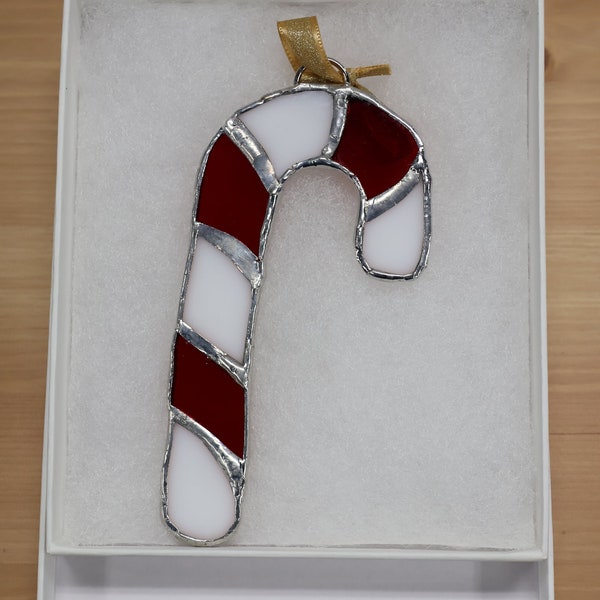Stained Glass Christmas Ornament - Stained Glass Candy Cane - Stained Glass Window Hanging