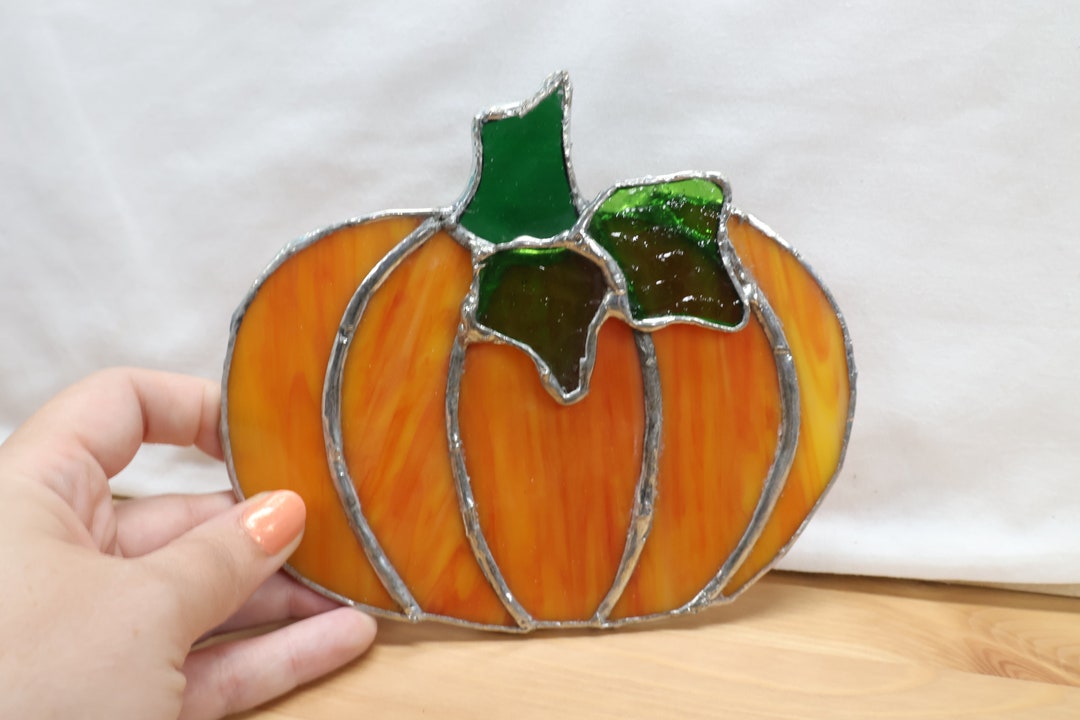Stained Glass Pumpkin Suncatcher Etsy