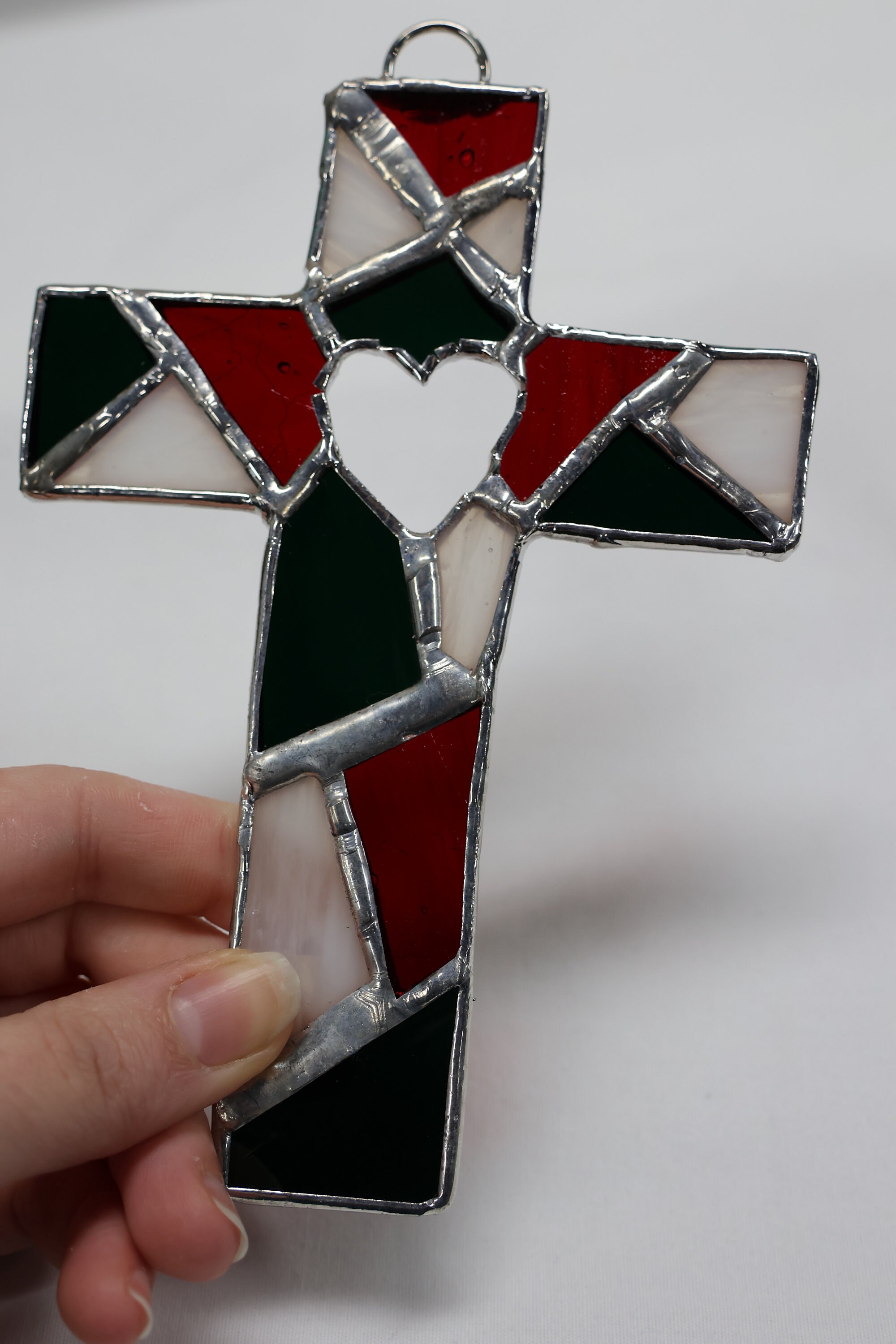 Stained Glass Cross - Suncatcher Cross - Stained Glass Window Hanging - Mosaic Cross - Colorful Cross