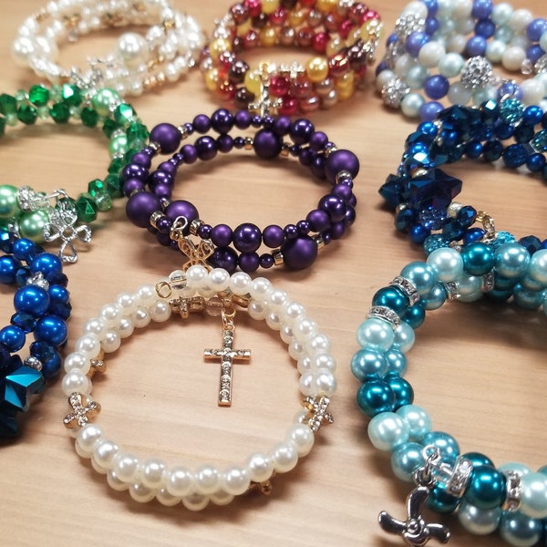 Memory Wire Rosary Bracelet