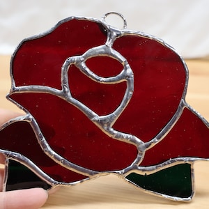 Stained Glass Rose Suncatcher
