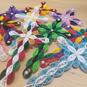 Paper Quilled Art Cross Ornament -Custom Colors Available