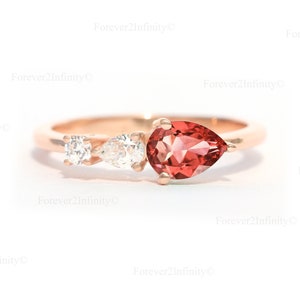 Vintage Padparadscha Sapphire Engagement Ring, Pear Padparadscha Sapphire Ring, September Birthstone, Promise Ring, Anniversary Gift For Her