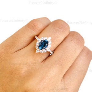 Vintage London Blue Topaz Ring, Natural London Blue Topaz Engagement Ring, Promise Ring For Women, November Birthstone, Anniversary Gift