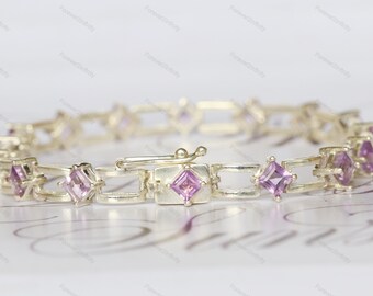 Natural Amethyst Bracelet, Sterling Sliver Amethyst Bracelet, February Birthstone, Bridal Amethyst jewelry, Wedding Anniversary Gift For Her
