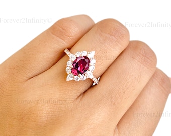 Vintage Ruby Ring, Oval Ruby Engagement Ring, Art Deco Ruby Ring For Women, Promise Ring, July Birthstone, Anniversary Wedding Gift For Her