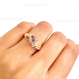 Round Morganite Engagement Ring, 14K Rose Gold Peachy Pink Morganite Ring For Women, June Birthstone, dainty Promise ring, Wedding Gift