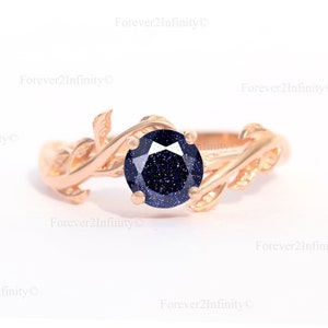 Natürlicher Orionnebel Blattring, Galaxie blauer Sandstein Blattring, Weltraum Ring, Solitär Versprechen Ring, Frauen Jahrestagsgeschenk