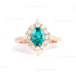 Vintage Paraiba Turmalin Ring, Oval Turmalin Verlobungsring, Versprechen Ring für Frauen, Oktober Geburtsstein, Jahrestag Hochzeitsgeschenk Frauen