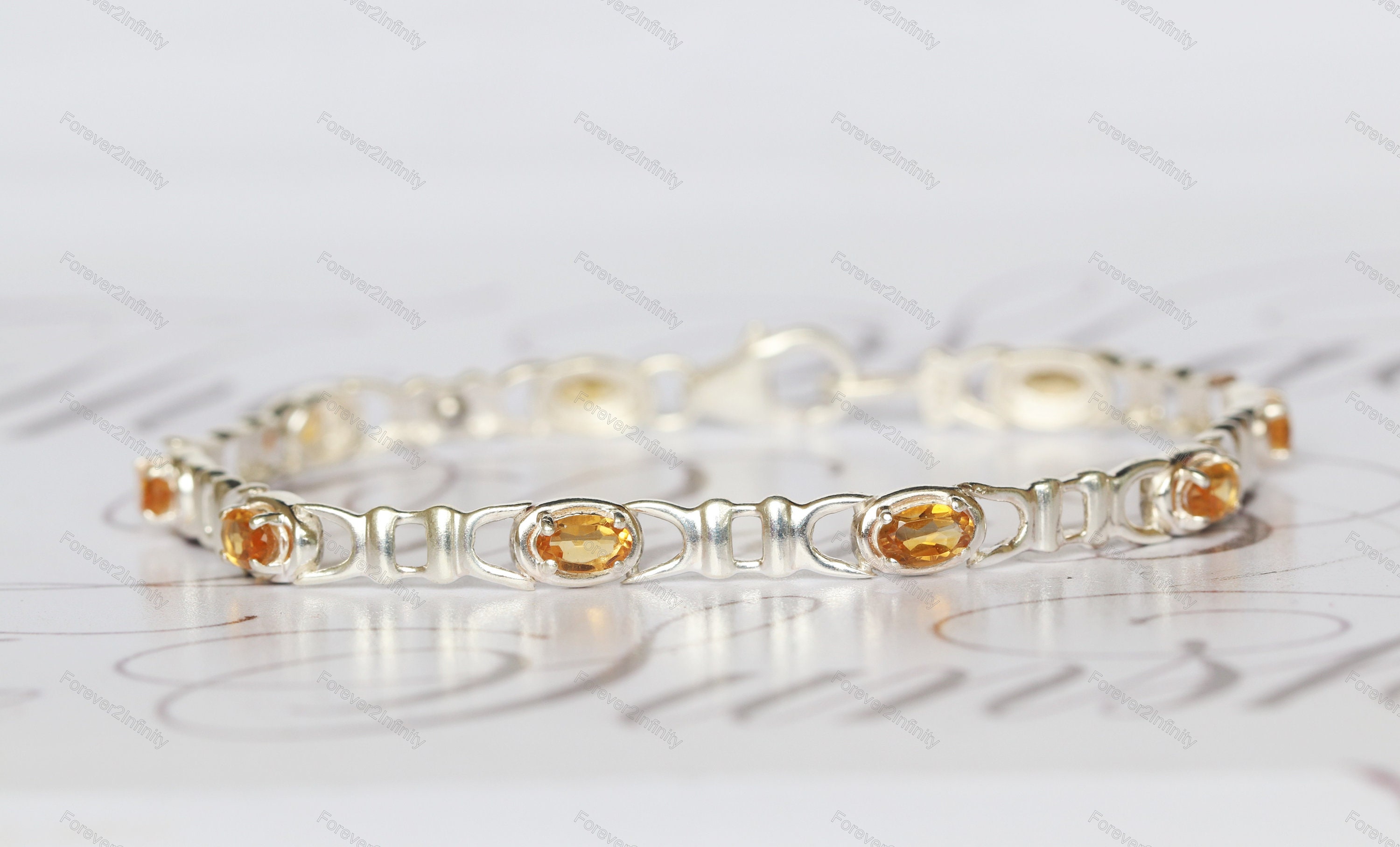 Natural Citrine Bracelet, 925 sterling Silver Oval Citrine Bracelet, Citrine Jewelry, November Birthstone, Anniversary Gift For Her