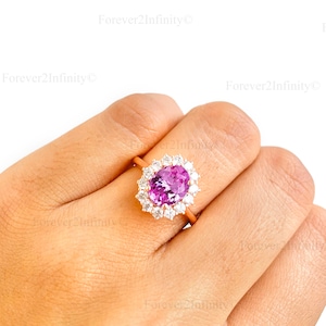 Vintage Pink Sapphire Engagement Ring, Princess Diana Style Oval Sapphire Ring, September Birthstone, Promise Ring Anniversary Gifts For Her