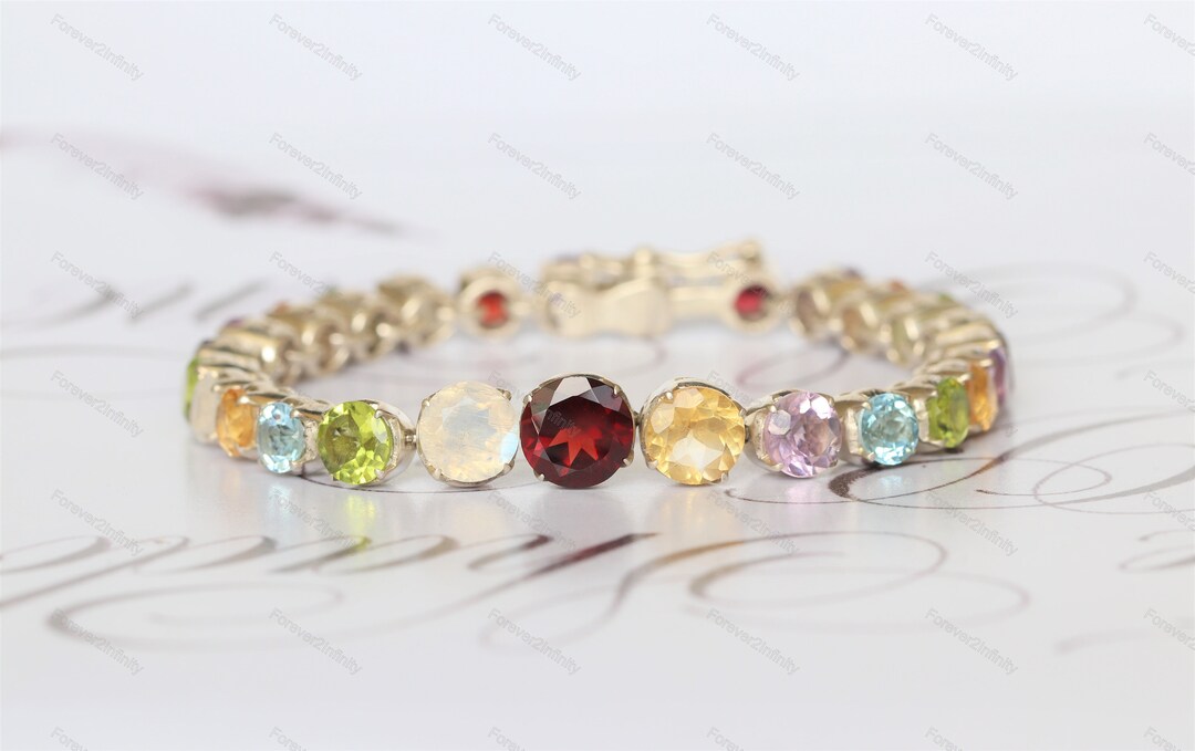 Natural Six Family Gemstone Bracelet Moonstone, Citrine