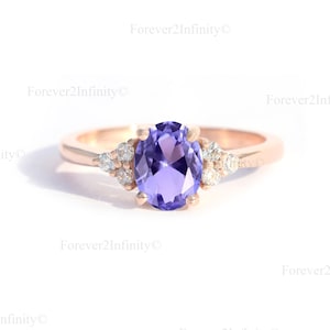 Unique Tanzanite Engagement Ring, Oval Tanzanite Ring, Purple Gemstone Promise Ring, December Birthstone, Anniversary Birthday Gift For Her
