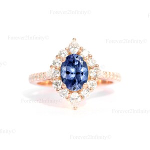 Unique Oval Tanzanite Ring, 14K Rose Gold Tanzanite Engagement Ring, Vintage Promise Ring, December Birthstone, Anniversary Wedding Gift Her