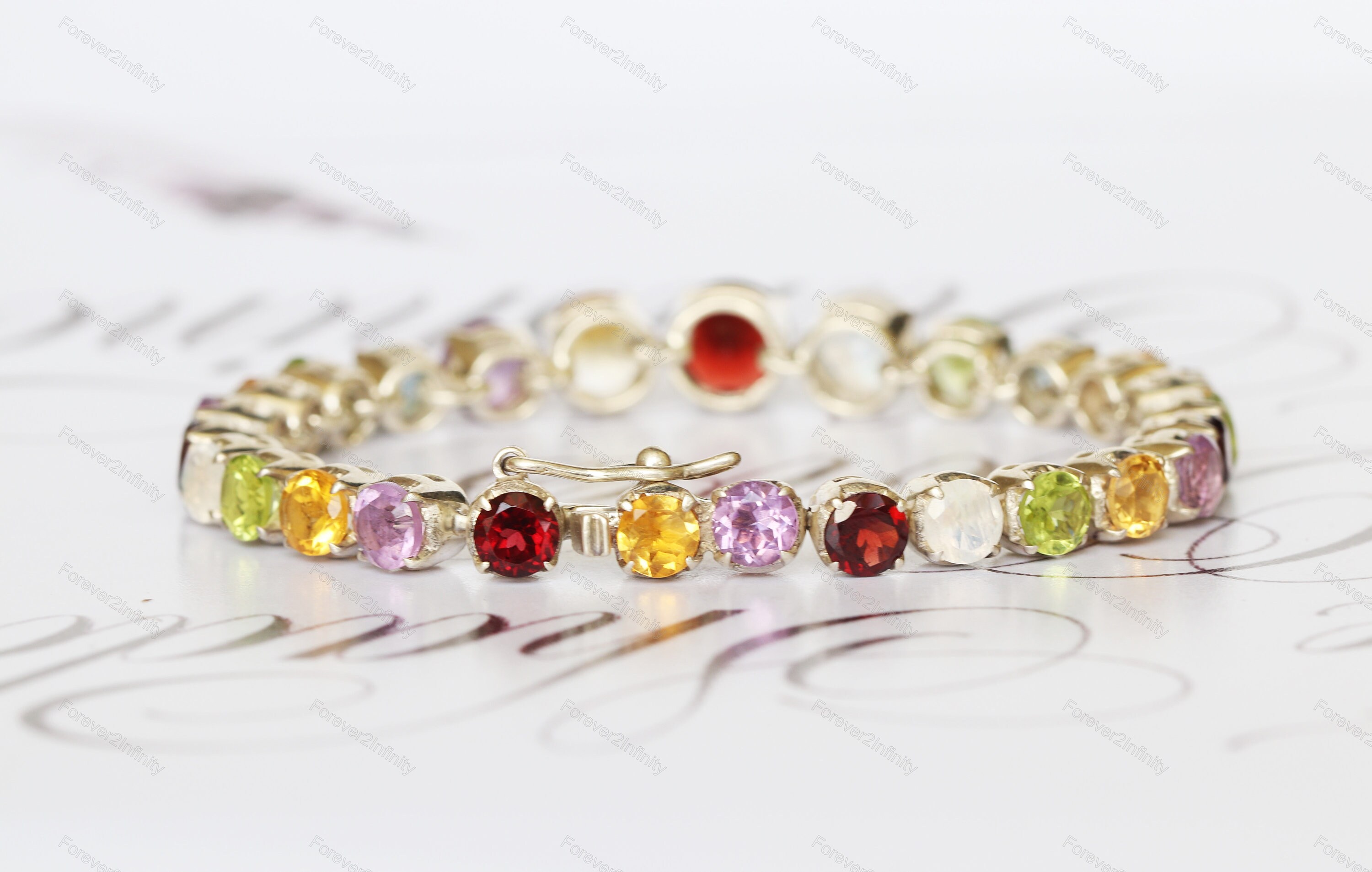 Natural Six family gemstone bracelet Moonstone Etsy