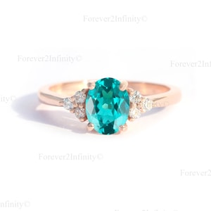 Oval Paraiba Tourmaline Engagement Ring, Neon Blue Paraiba Tourmaline Ring, Promise Ring, October Birthstone, Anniversary Ring Gift For Her