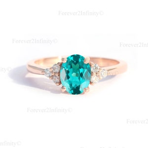 Oval Paraiba Turmalin Verlobungsring, Neon Blau Paraiba Turmalin Ring, Versprechen Ring, Oktober Geburtsstein, Jubiläumsring Geschenk für sie