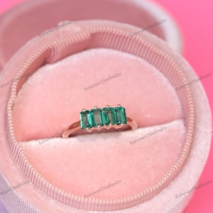 Vintage Emerald Engagement Ring, Green Emerald Engagement Ring For Women, May Birthstone Promise Ring, Anniversary Birthday Gift For Her