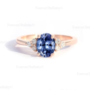 14K Rose Gold Oval Tanzanite Ring, Vintage Tanzanite Engagement Ring, Bridal Promise Ring, December Birthstone, Anniversary Wedding Gift Her