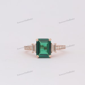Emerald Engagement Ring, Unique Emerald Ring, May Birthstone, Green Gemstone Ring, Emerald Promise Ring For Women, Anniversary Gift For Her