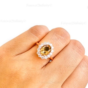 天然シトリン婚約指輪、ヴィンテージオーバルシトリン結婚指輪、シトリンの誕生石リング、プロミスリング、11月の誕生石、記念日