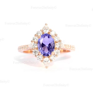 Vintage Tanzanite Ring, Oval Tanzanite Engagement Ring, Bridal Promise Ring For Women, December Birthstone Anniversary Birthday Gift For Her