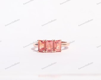 Padparadscha Sapphire Ring, Orange Sapphire Engagement Ring, September Birthstone, Promise Ring For Women, Anniversary Birthday Gift For Her