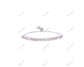 Natural Morganite Bracelet, Sterling Silver Bracelet, Bolo Bracelet, Tennis Bracelet, Morganite Bracelet, Peach Morganite, Gift For Her