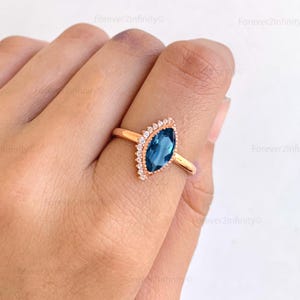 Marquise London Blue Topaz Engagement Ring, Natural Vintage Blue Topaz Wedding Ring, Dainty Promise Ring, Birthday Gifts, Bridal Best Gift
