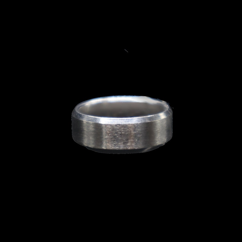 May include: A silver ring with a brushed finish.