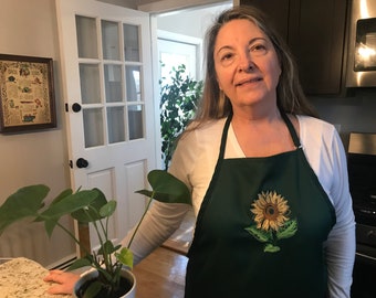 Sunflower Personalized Embroidered Adult Apron