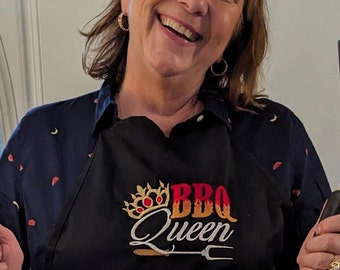 Customizable  Embroidered Adult Apron for Queen of the BBQ