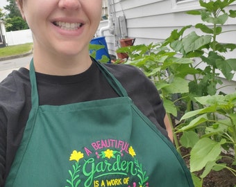 Garden Lovers Heart Personalized Embroidered Adult Apron