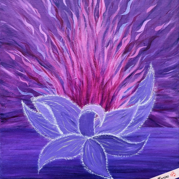 Carte postale ou 30X40cm sur papier de qualité - Reproduction de tableau - Flamme violette- Aurore Cristalline