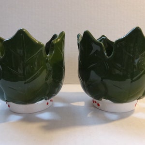 Vintage Enesco Holly Leaf Designed Tealight Votive Candle Holders