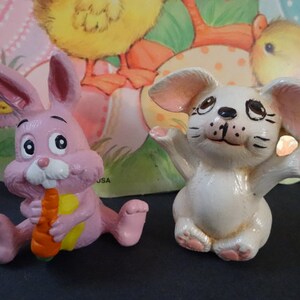 Two Vintage Rabbit Figurines.  A Pink A W. Berrie Bunny And Also A Sweet Handpainted White Bunny
