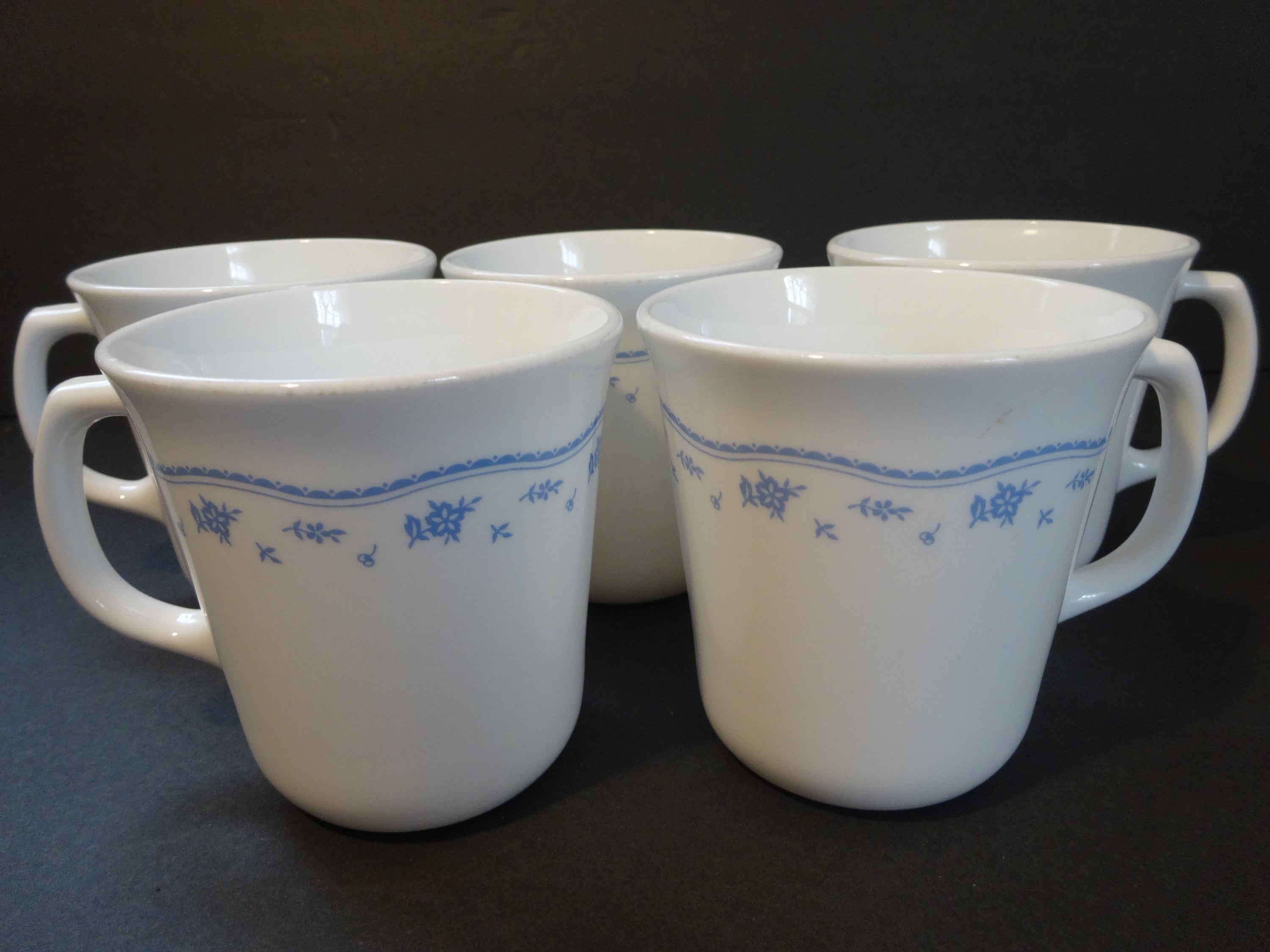 Corning morning Blue Pattern Cups Set of 5 USA - Etsy