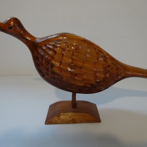 Vintage Solid Wood Hand Carved Shore Bird Made in Jamaica