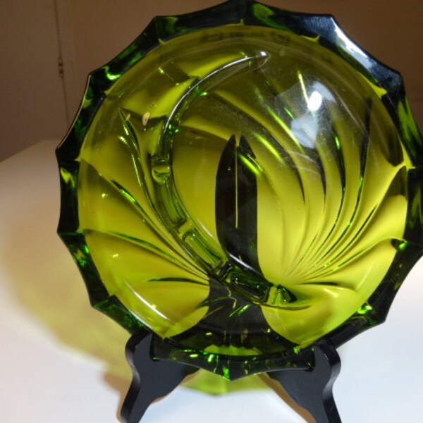 Vintage Swirled Design Green Vintage Ashtray Made by Viking      2 Available