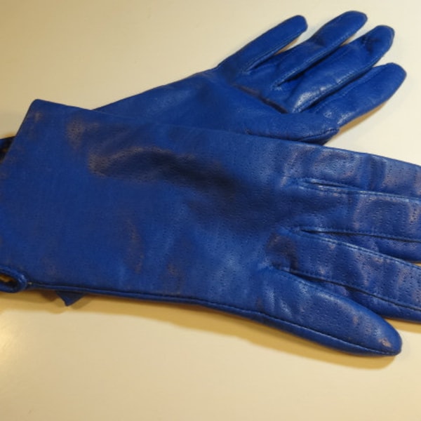 Vintage Genuine Leather Women's Royal Blue Gloves