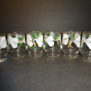 Vintage Federal Hand Painted Floral Juice Glasses  Set of 6