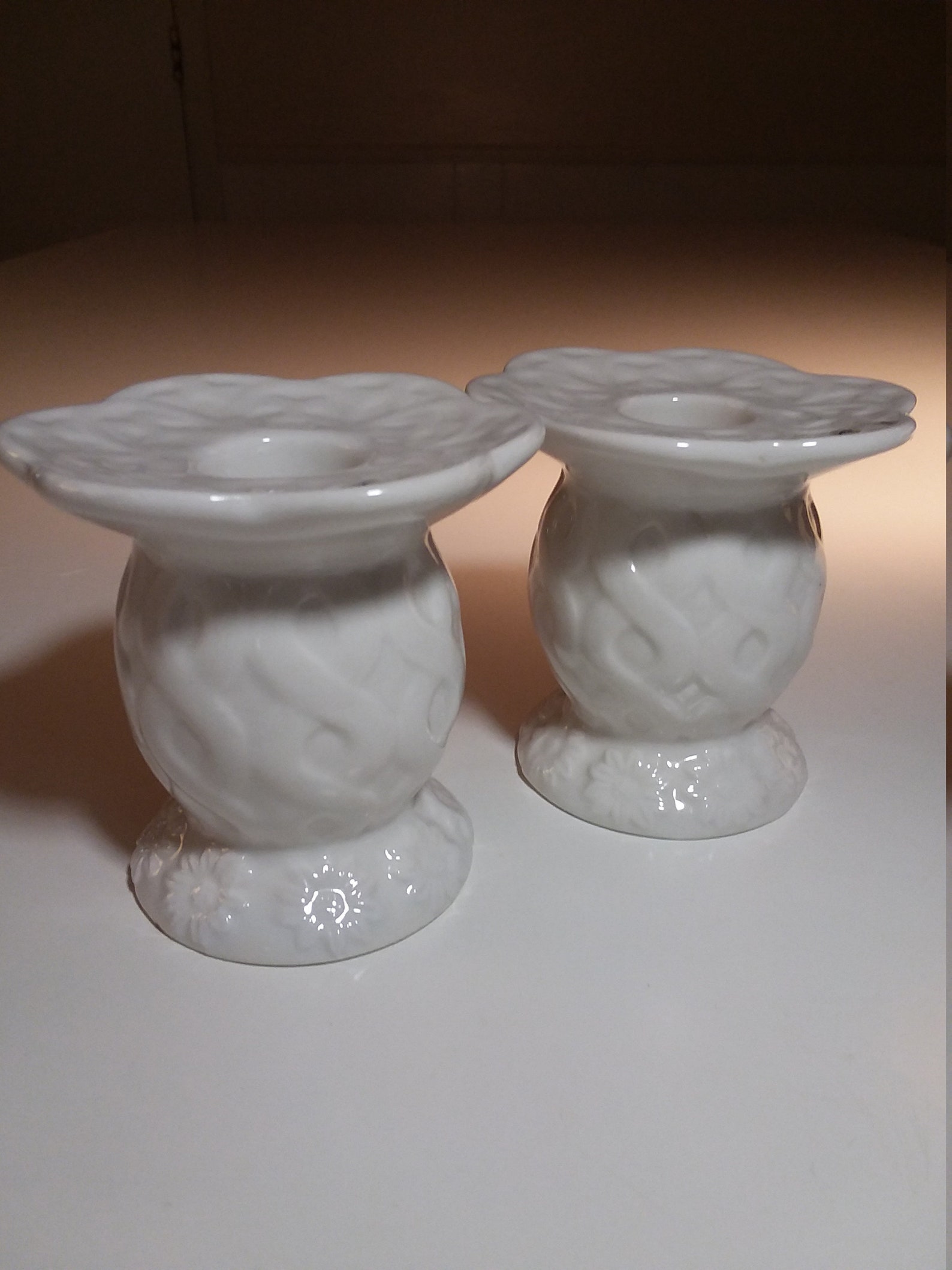 Ivory White Porcelain Candle Holders by Oleg Cassini Etsy