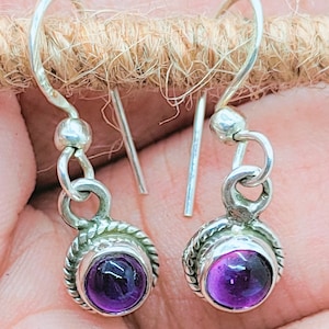 Genuine Amethyst Earrings, 925 Sterling Silver Dangle Earrings, Purple Drop Amethyst Earrings, February Birthstone Statement Gift Earrings,