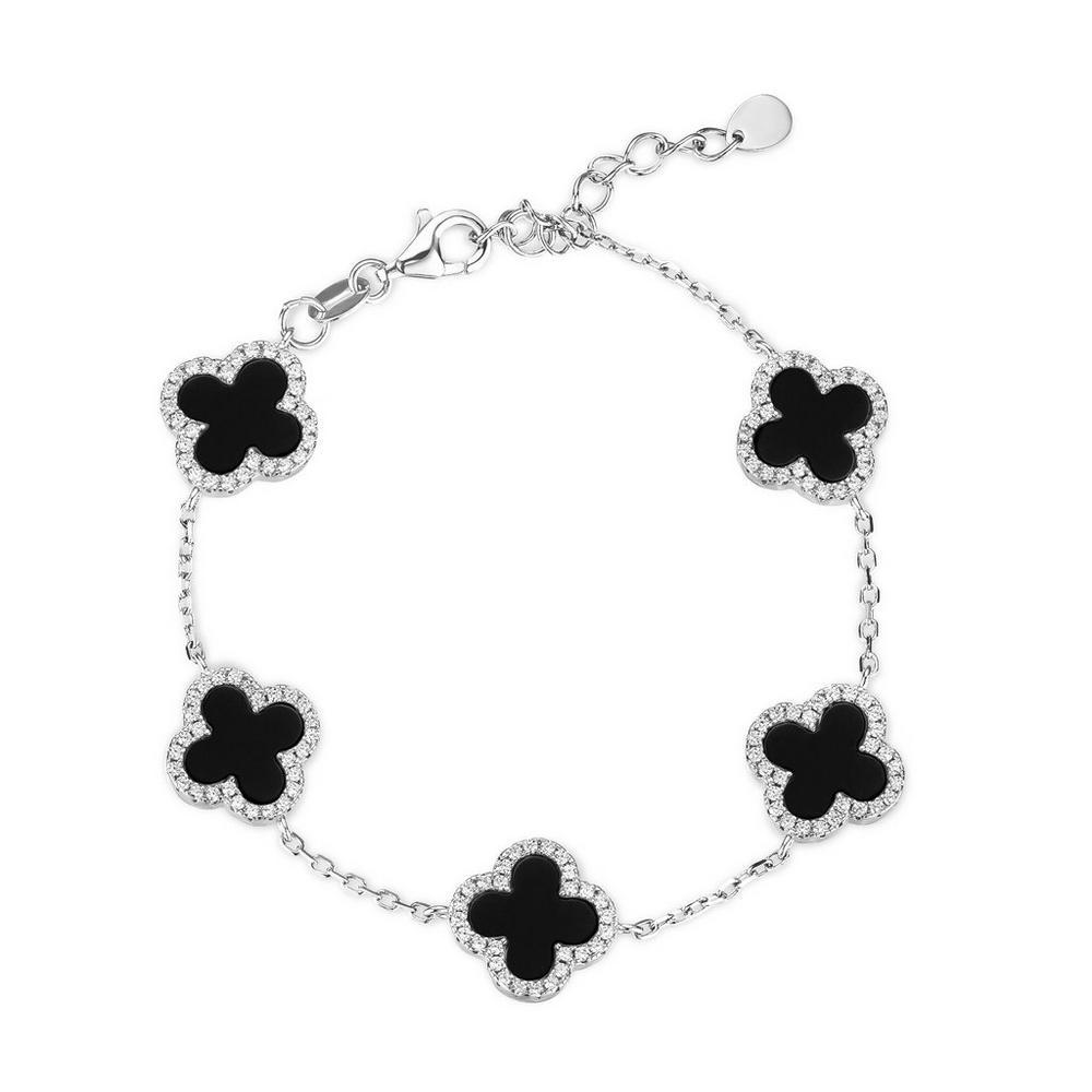 Black silver clover bracelet - Etsy 日本
