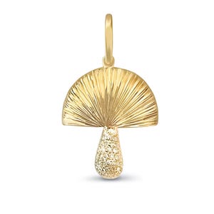 925 Sterling Silver Diamond Mushroom Pendant, Lab created Moissanite Mushroom Charm, Gold Plated Minimalist Mushroom Charm for Gift