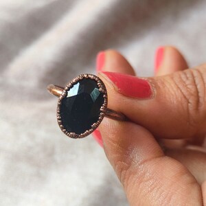 Electroformed Copper and Silver ring Icelandic Basalt Ring Black LAVA and Silver Ring