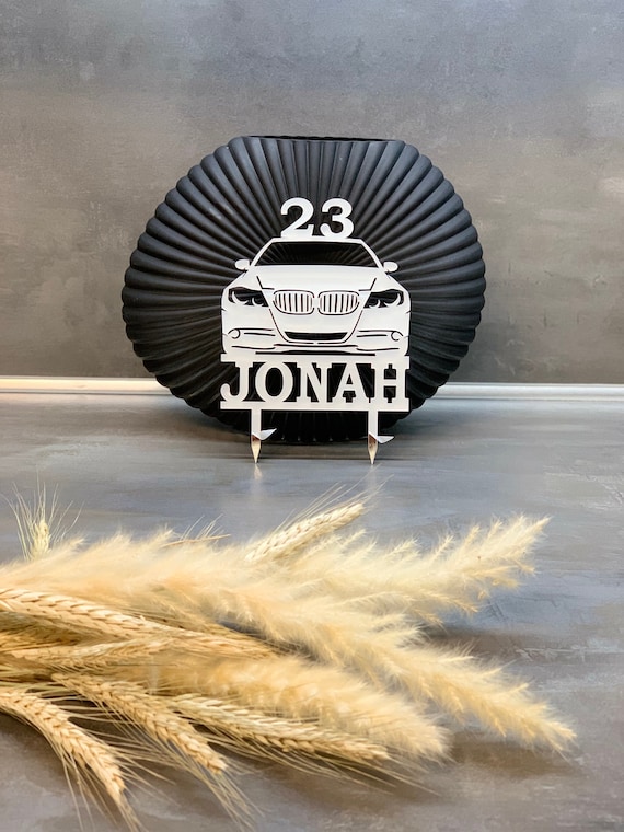 Personalisierter Cake Topper zur Geburtstag, Auto BMW mit