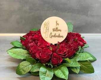 Blumenstecker,  Gravur für Grabgesteck aus Holz, Grabschmuck, Trauerkranz Personalisiert, Schriftzug