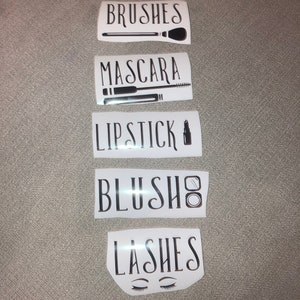 Make up drawers labels | make up organisation | make up vinyl stickers with make up images | make up storage bundle | in the uk